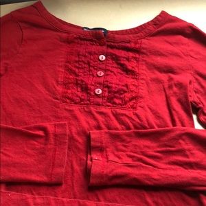 Red fringe long sleeve shirt